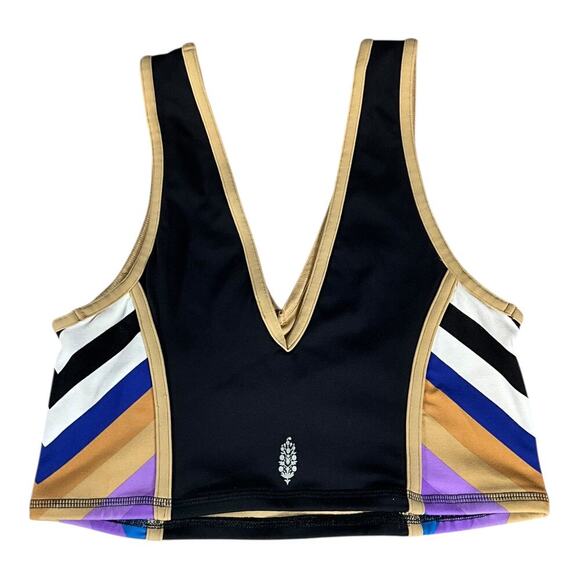 Free People Movement Never Better Colorblock Crop Black & Tan Size Small NWOT - Picture 9 of 9